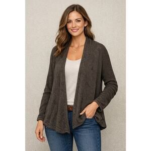 Velvet by Graham & Spencer Olive Brown Open Knit Cardigan Sweater Size S